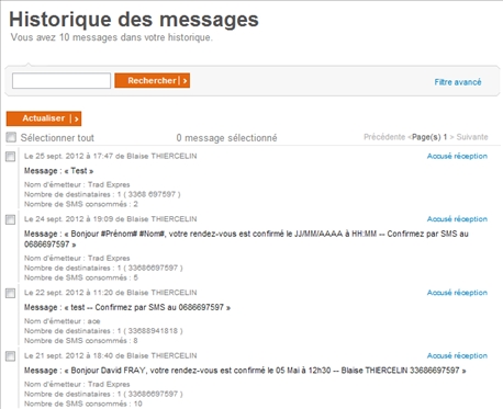 Historique de message