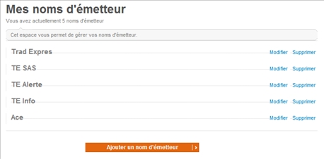 Nom emetteur