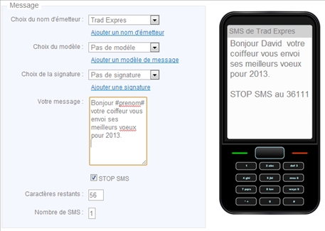 Pubipostage sms